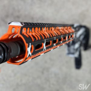 orange cerakote, black and white flag