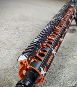 orange cerakote, black and white flag