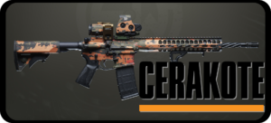 AR15 custom coppy and green camo, topographic, cerakote logo