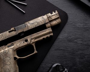 pistol frame slide tan black
