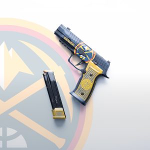 Denver Nuggest Cerakote on a pistol