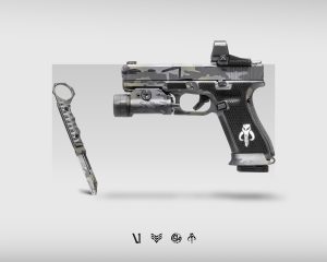 Black Multicam Mandaloran skull glock